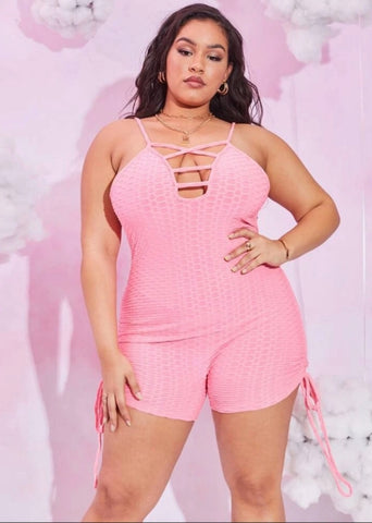 Front Split Cross Plus Size Romper